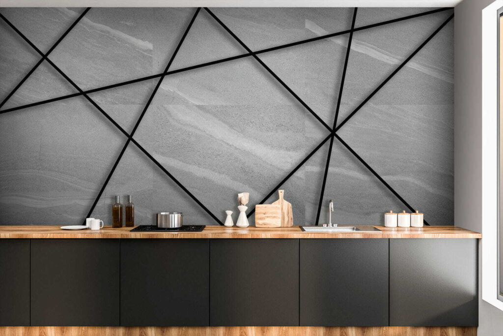 Linee nere su grigio — ambiente 8