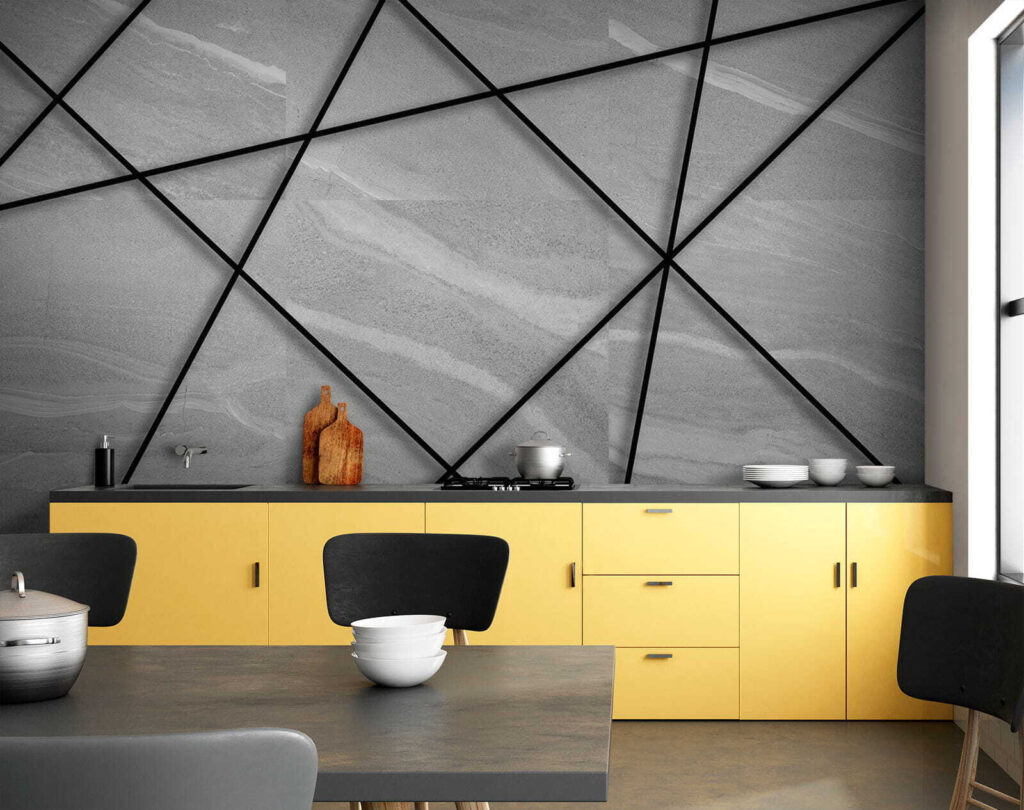 Linee nere su grigio — ambiente 9