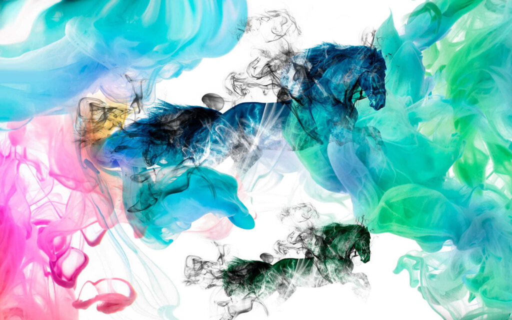 Cavalli tra nuvole d’inchiostro — design completo