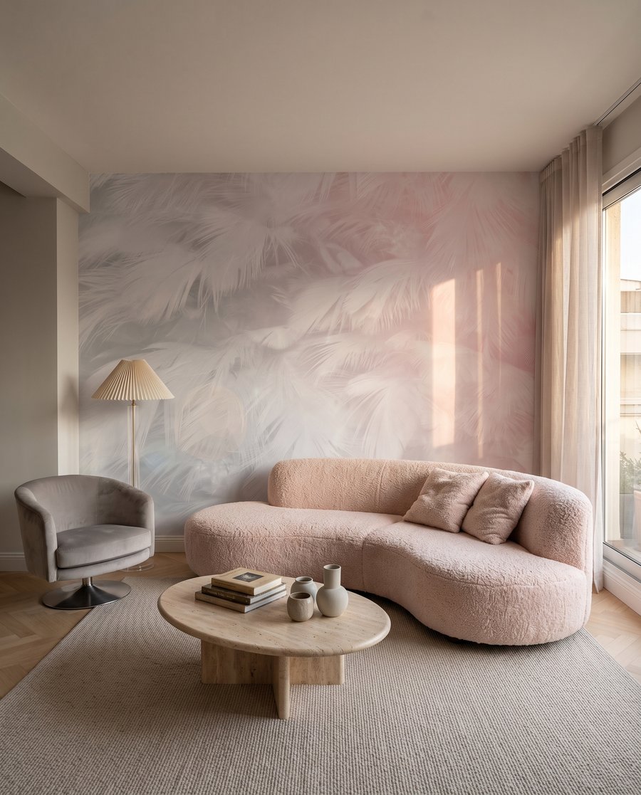 Piume in foschia rosa — ambiente 2