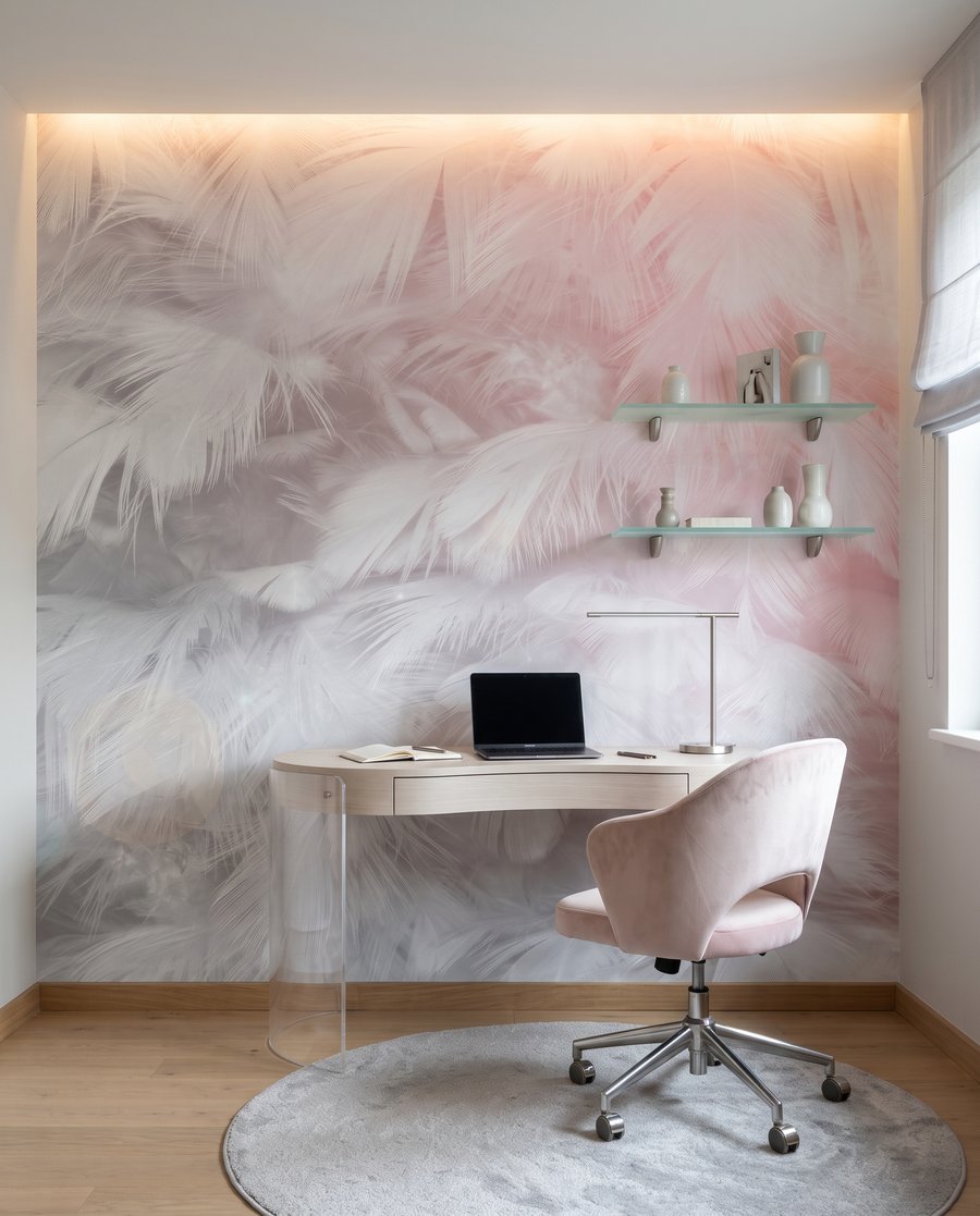 Piume in foschia rosa — ambiente 5