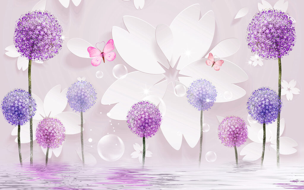 Fiori rotondi e farfalle — design completo