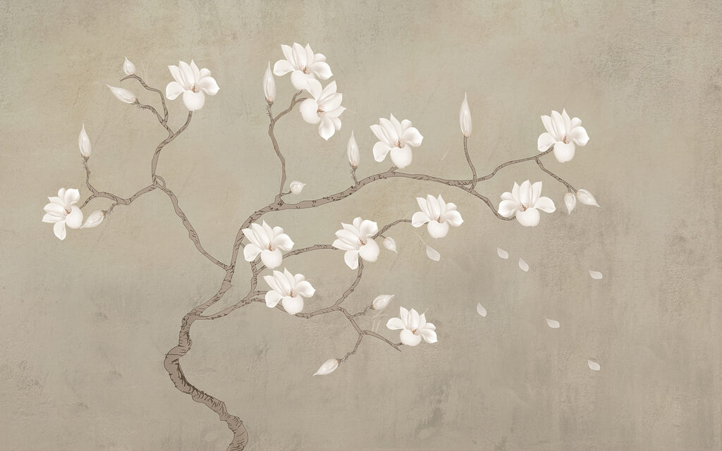 Fiori bianchi su rami — design completo