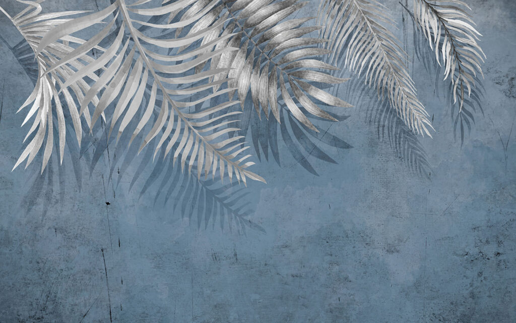 Palme chiare su blu — design completo