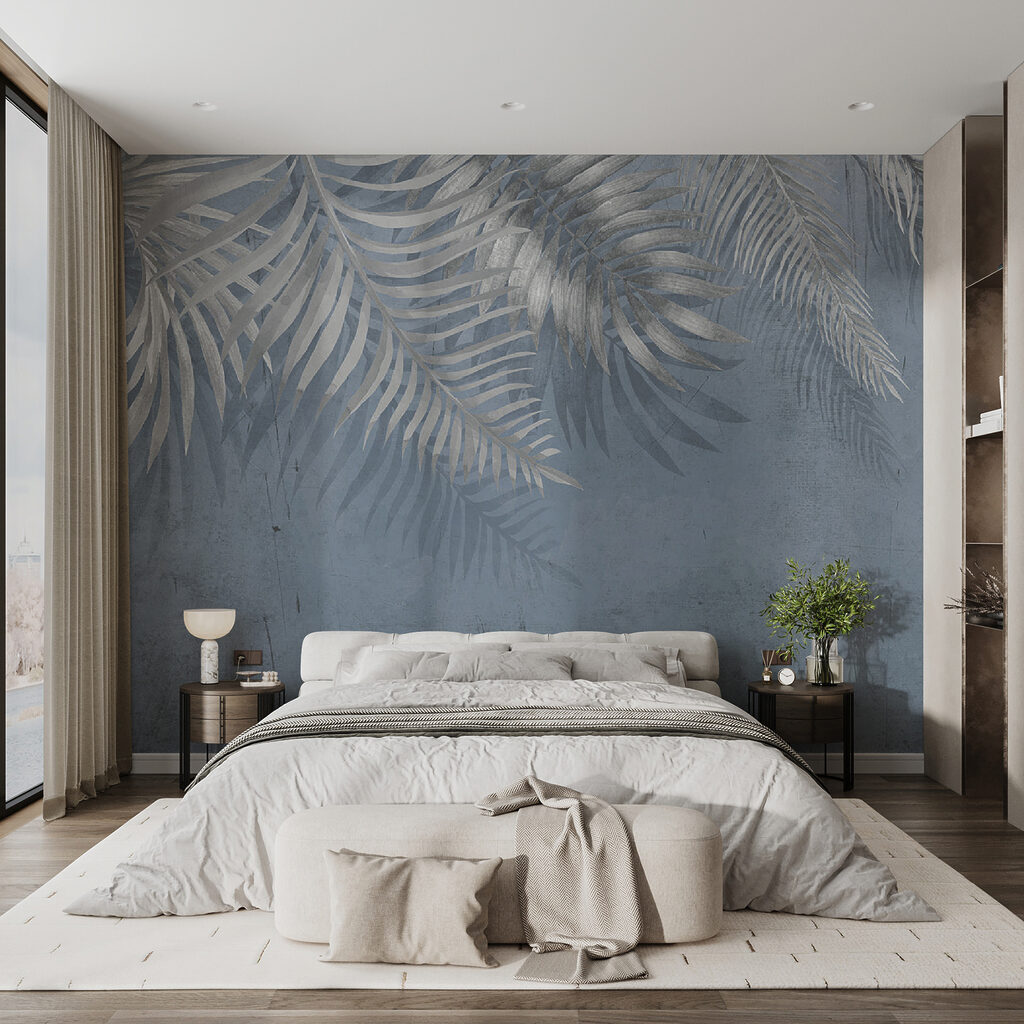 Palme chiare su blu — ambiente 10