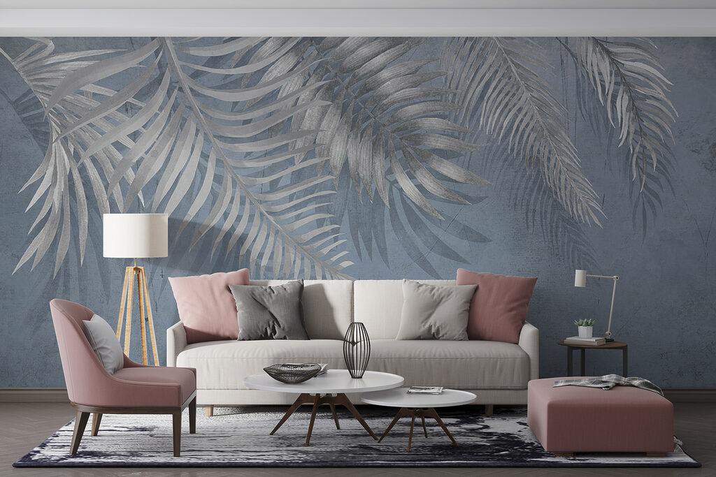 Palme chiare su blu — ambiente 9