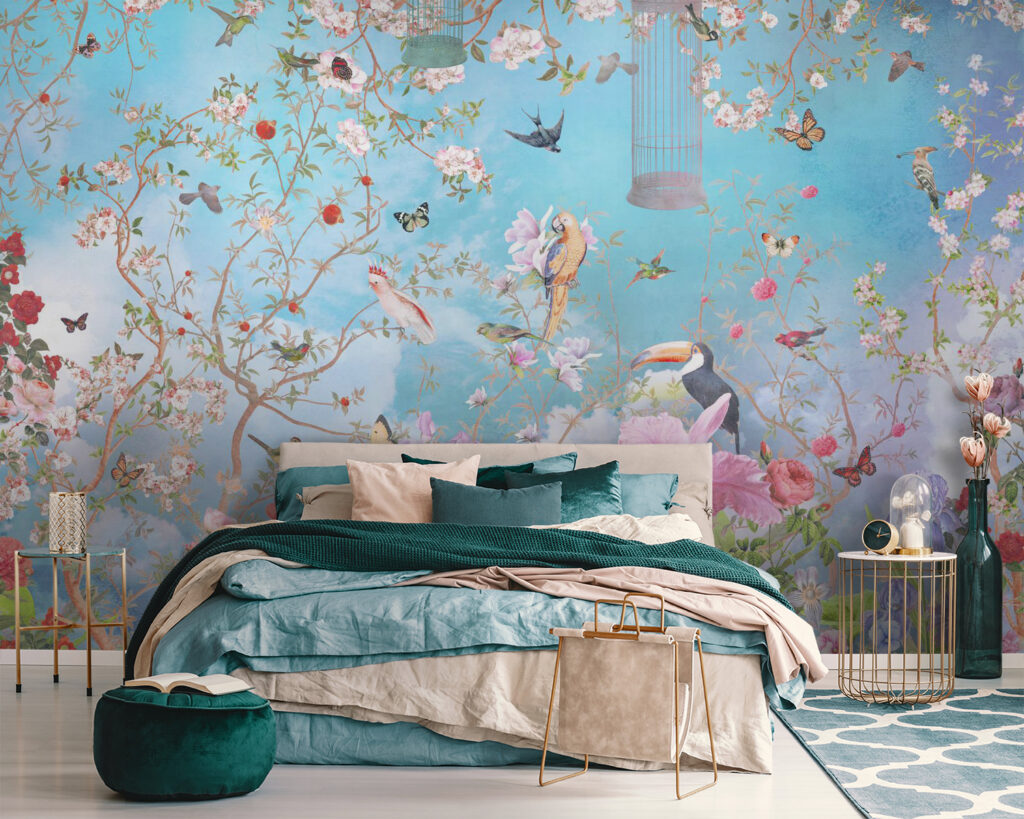 Giardino fiorito con uccelli — ambiente 2