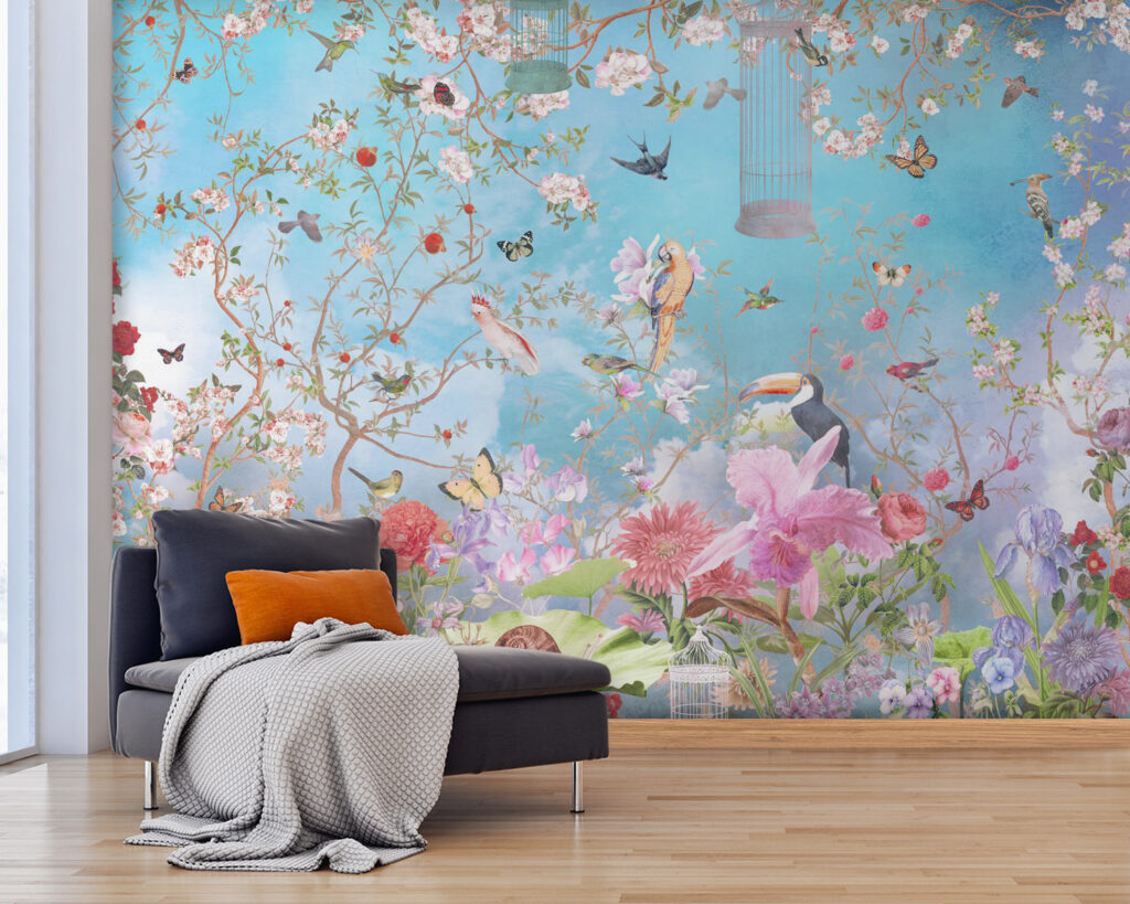 Giardino fiorito con uccelli — ambiente 4