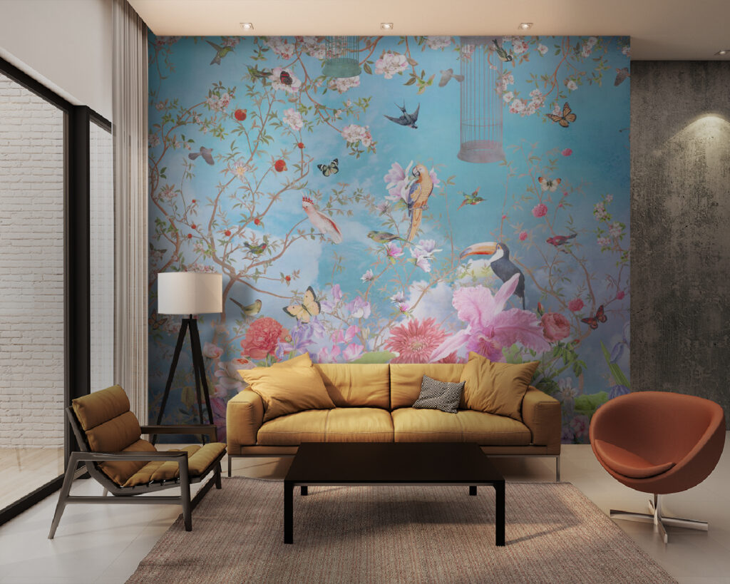 Giardino fiorito con uccelli — ambiente 1