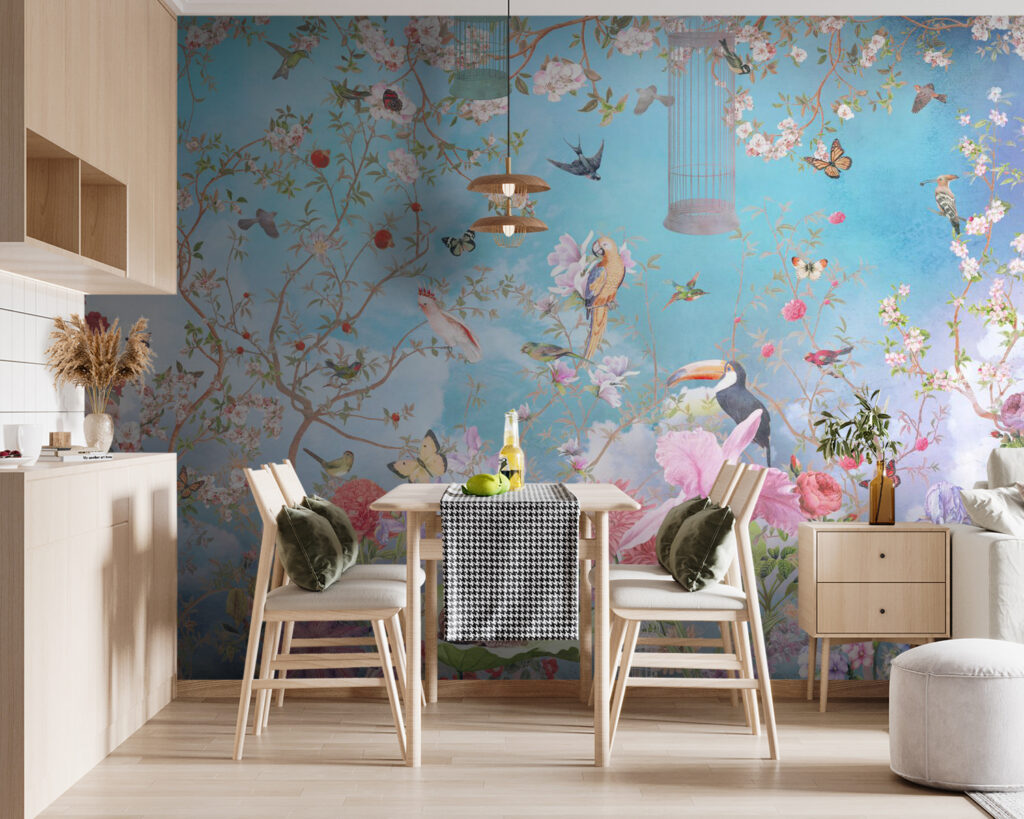 Giardino fiorito con uccelli — ambiente 5
