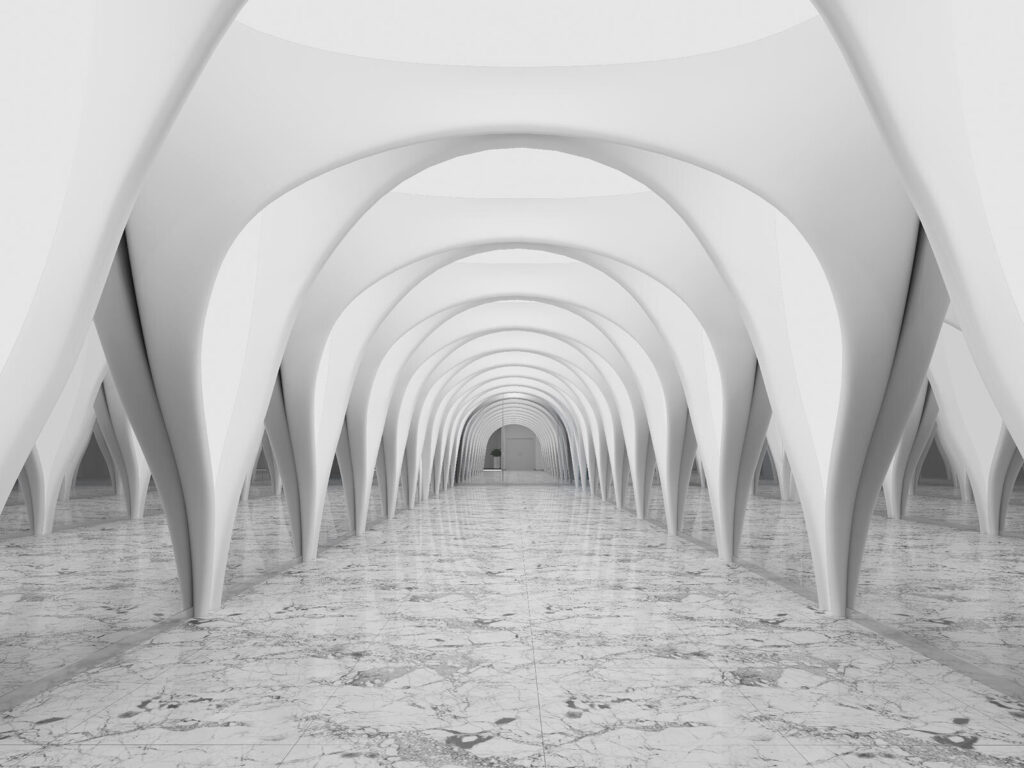 Archi bianchi riflessi — design completo