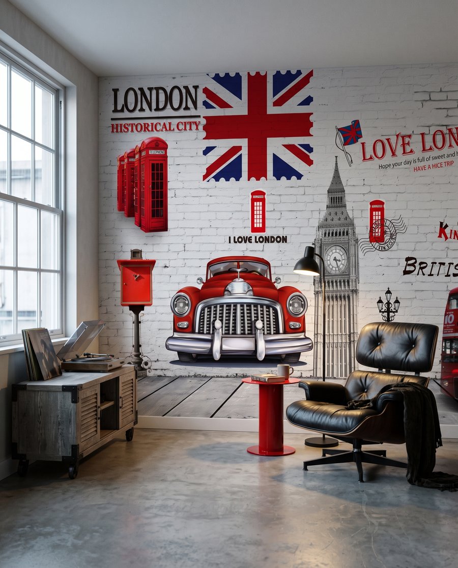 Londra con accenti rossi in un ambiente