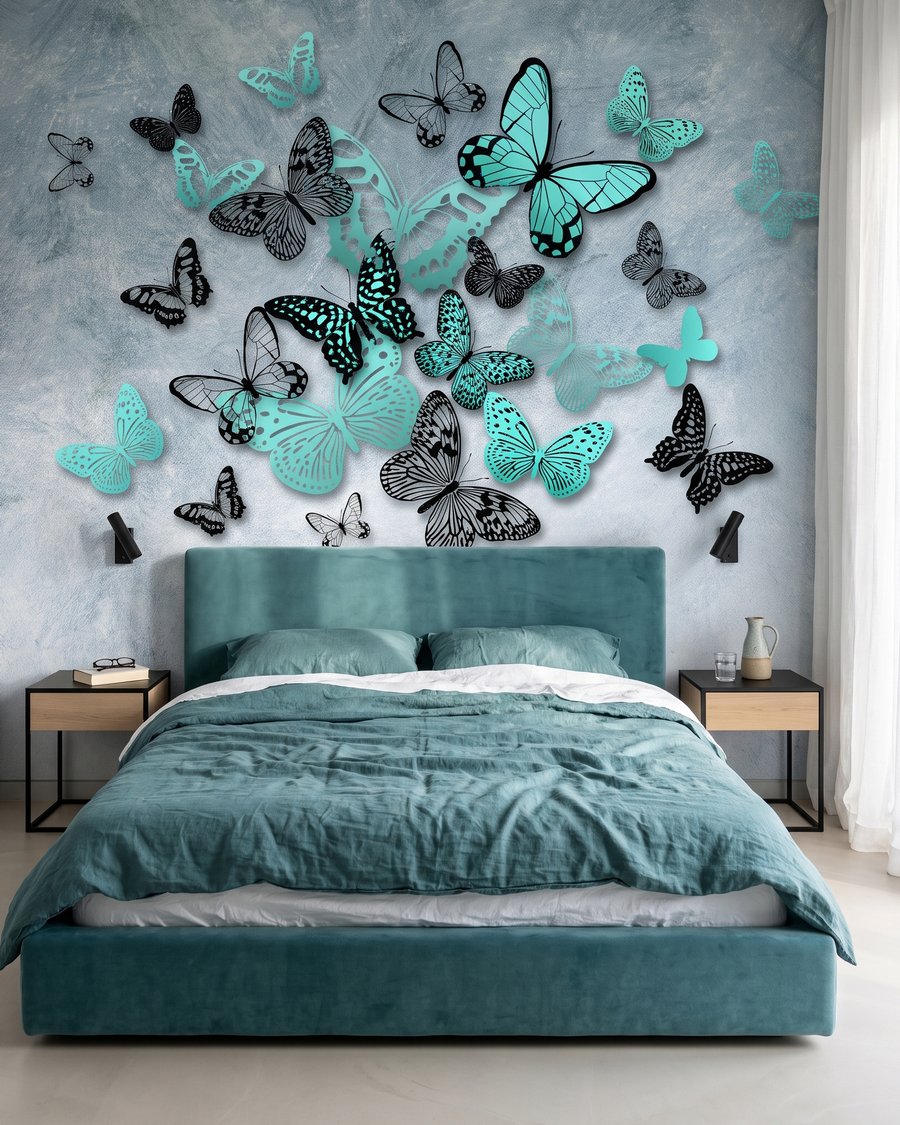 Farfalle turchesi in volo — ambiente 2