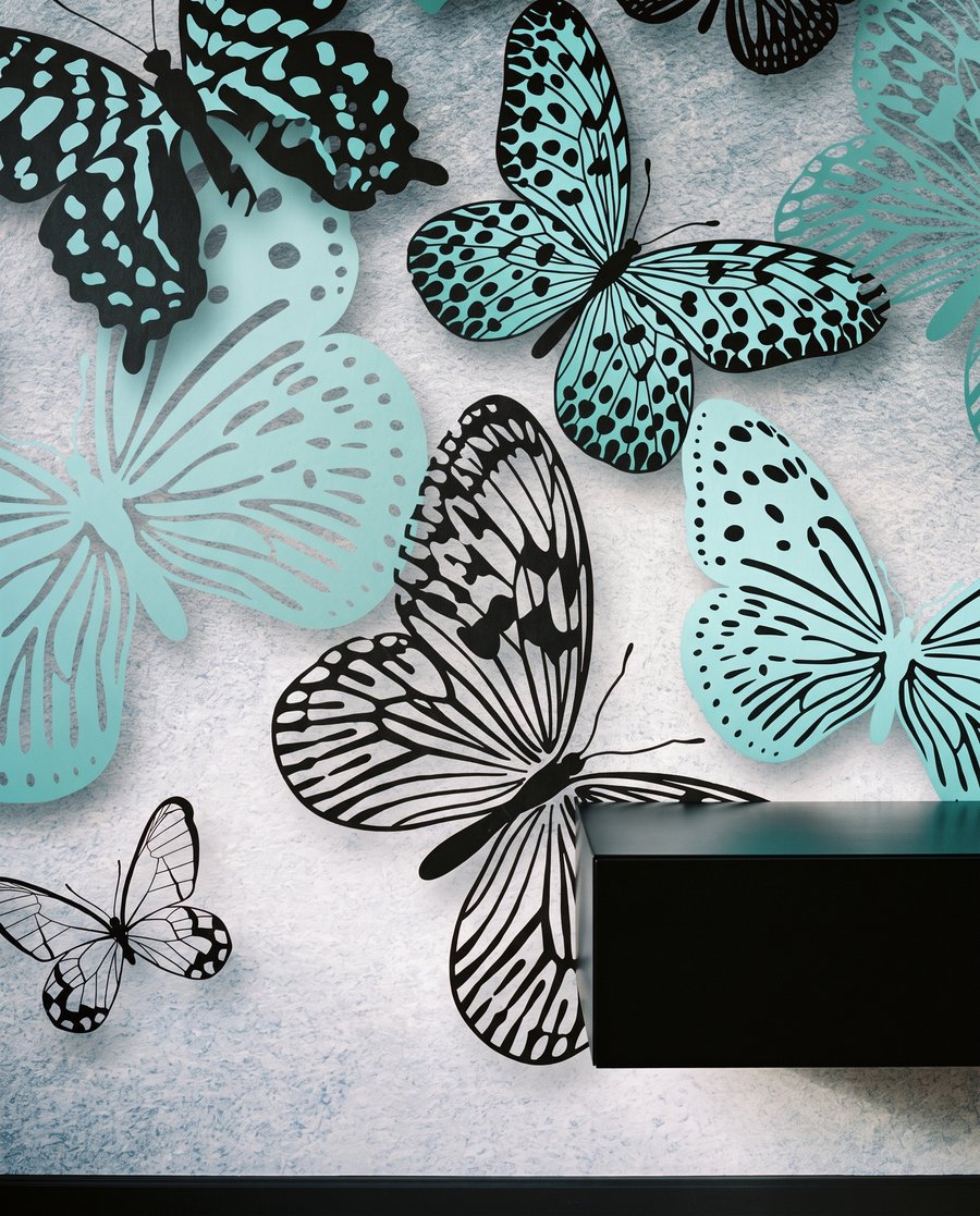 Farfalle turchesi in volo — dettaglio
