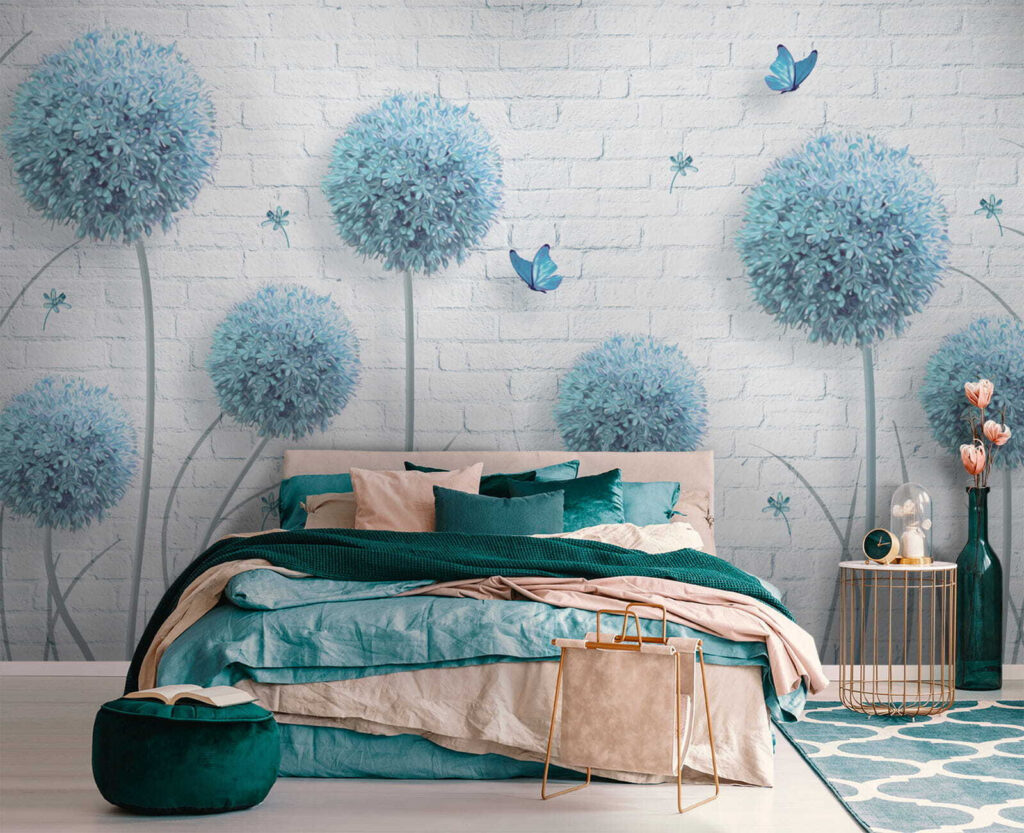 Fiori blu su mattoni — ambiente 1