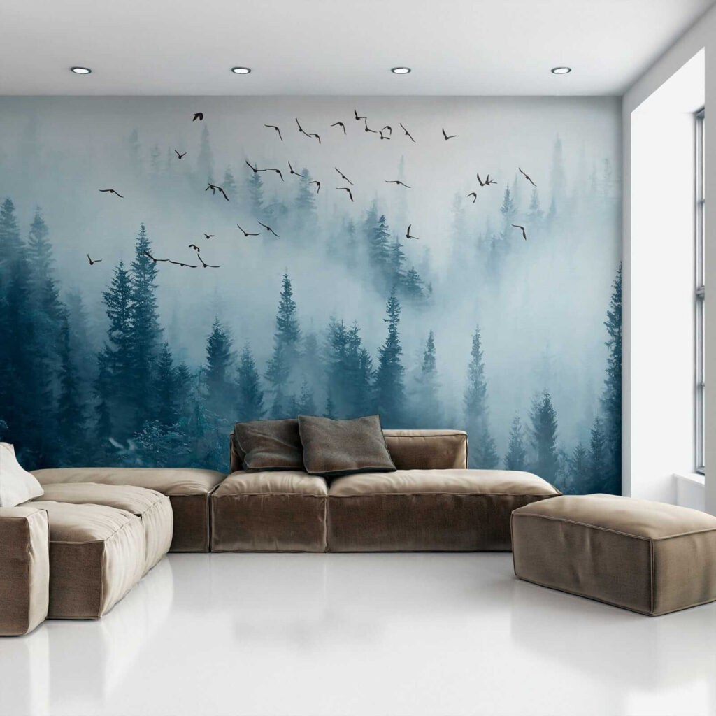 Volo tra pini blu — ambiente 6