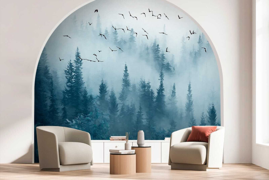 Volo tra pini blu — ambiente 7