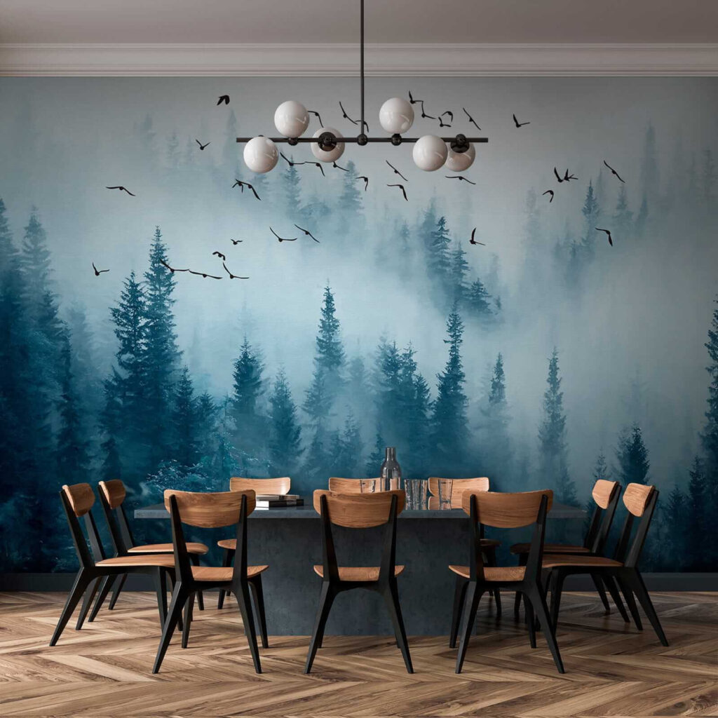 Volo tra pini blu — ambiente 9