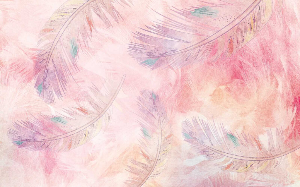 Piume rosa su veli — design completo