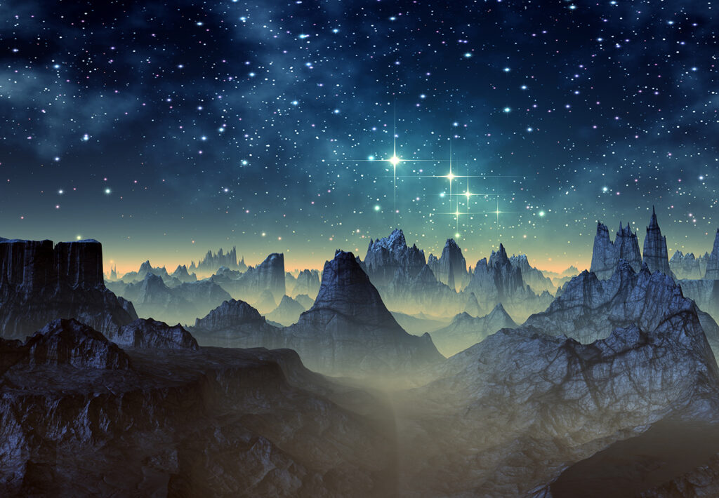 Stelle sopra creste frastagliate — design completo