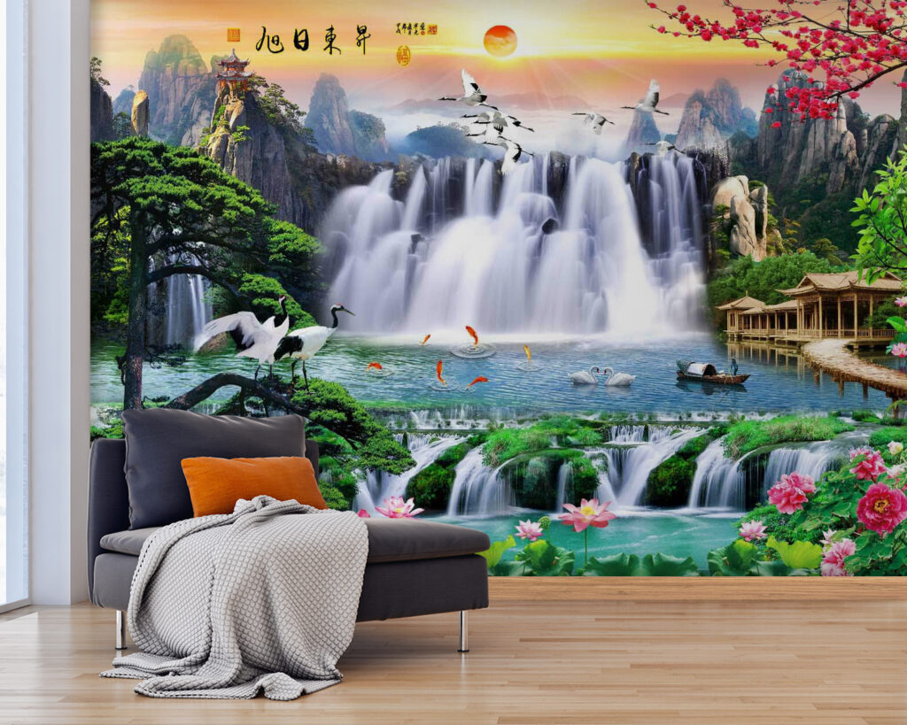 Gru presso le cascate — ambiente 1