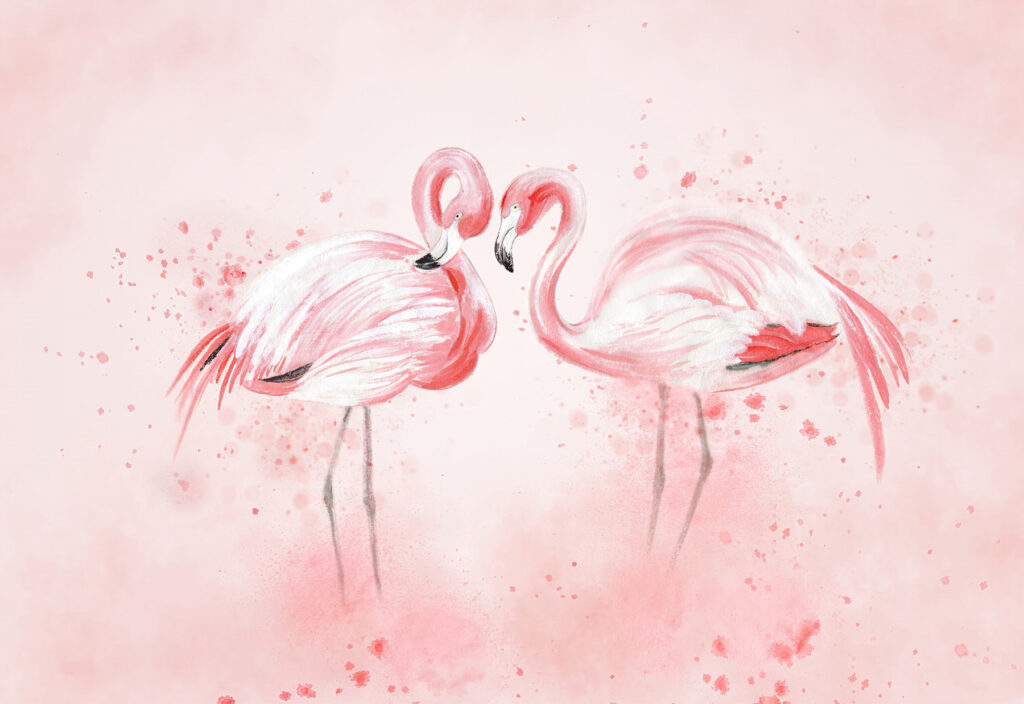 Due fenicotteri rosa — design completo