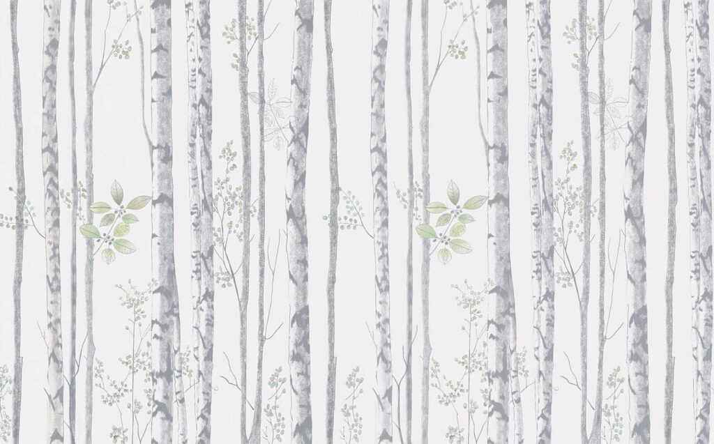 Alberi sottili su bianco — design completo