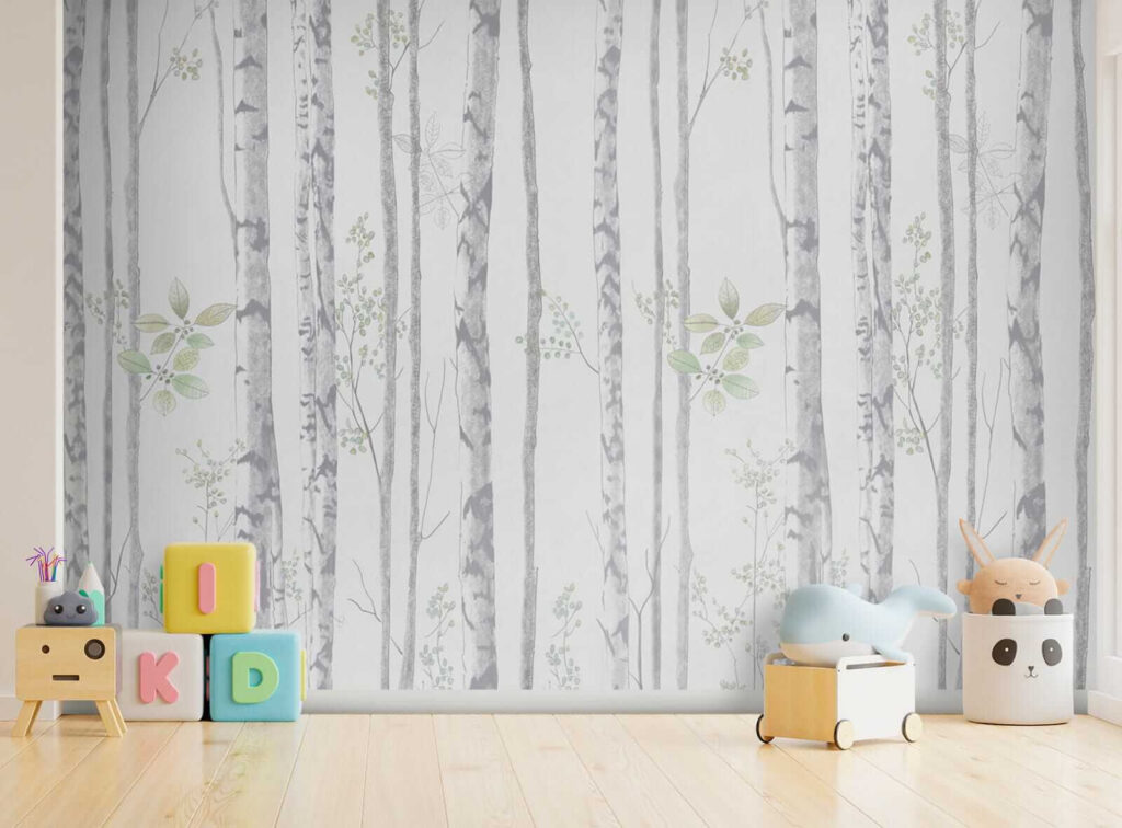 Alberi sottili su bianco — ambiente 2