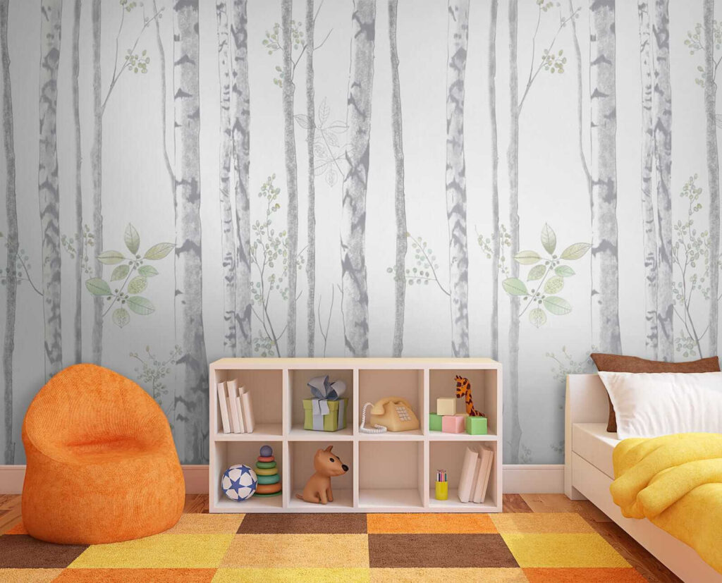 Alberi sottili su bianco — ambiente 3
