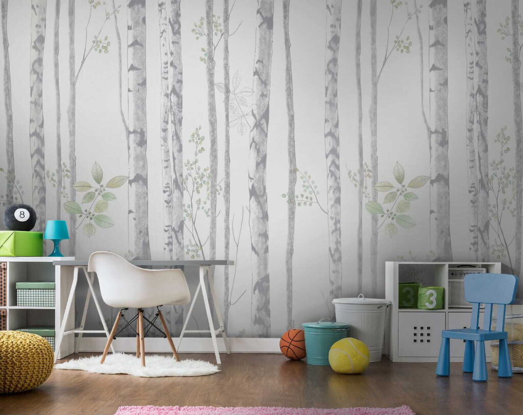 Alberi sottili su bianco — ambiente 4
