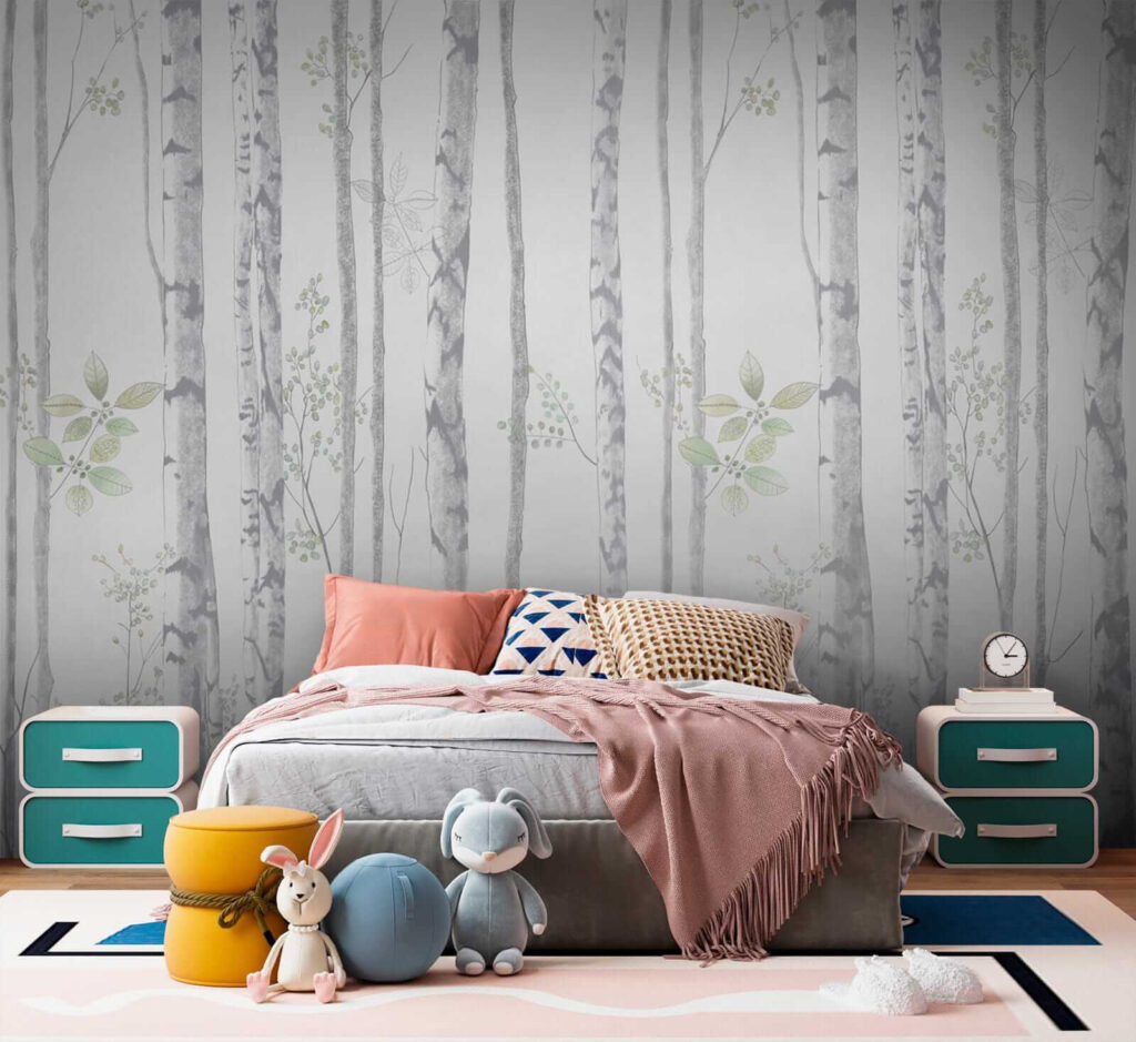 Alberi sottili su bianco — ambiente 6