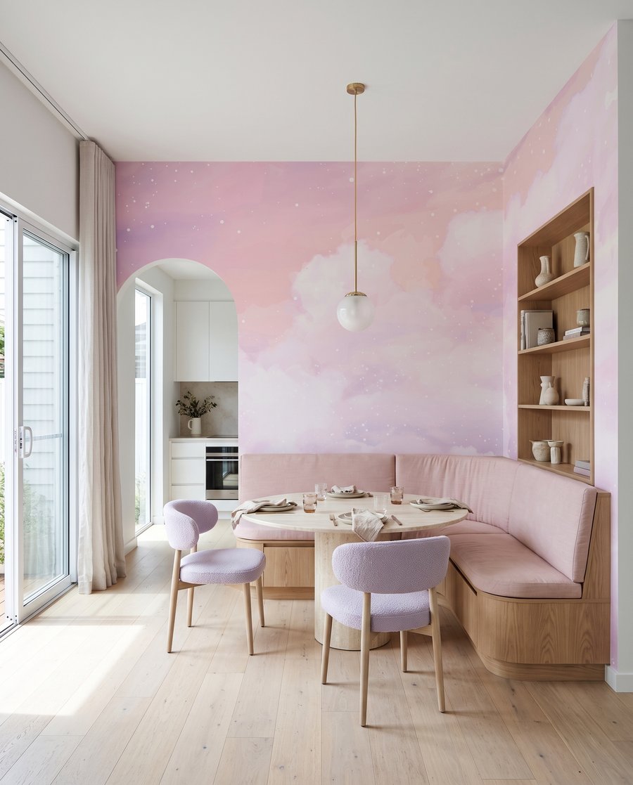 Nuvole rosa in un ambiente
