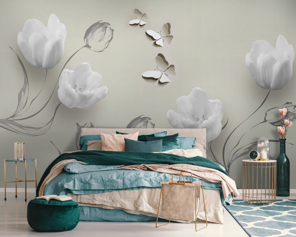Tulipani bianchi e farfalle — ambiente 2