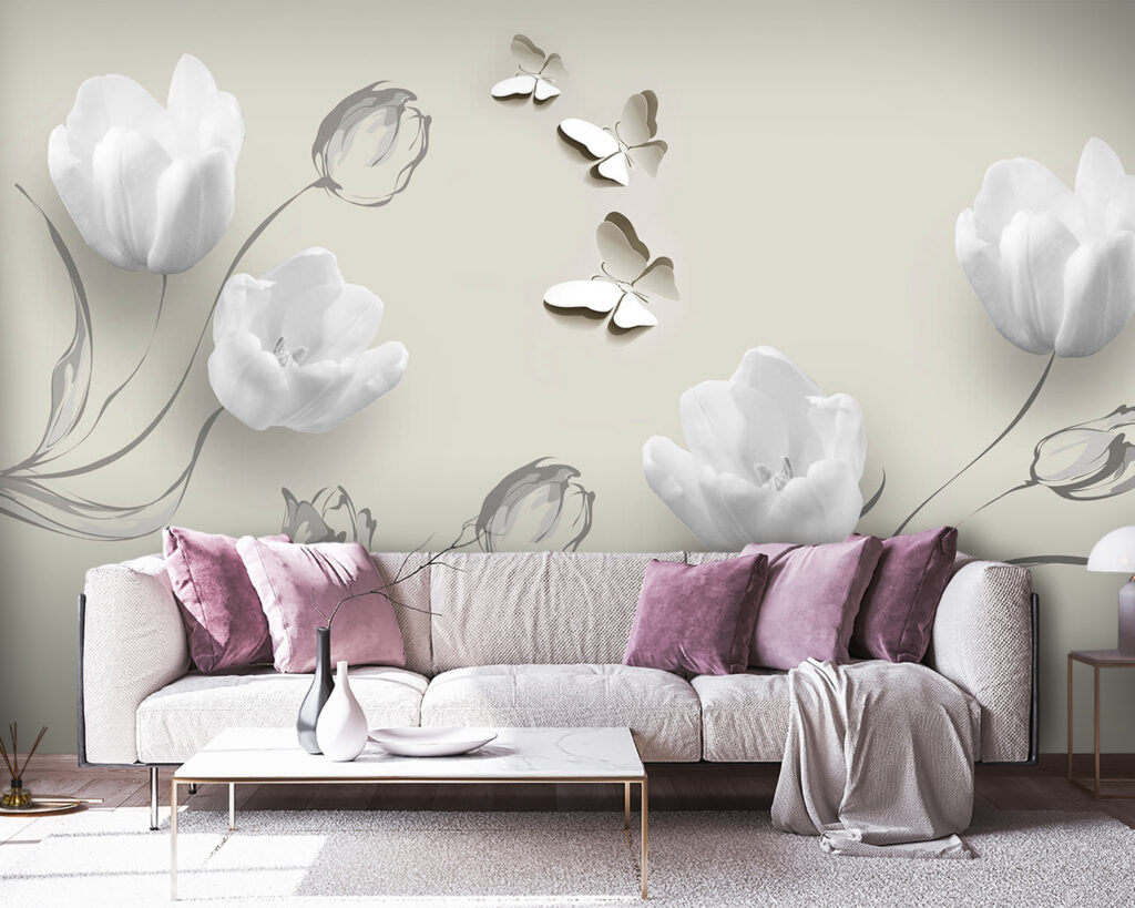 Tulipani bianchi e farfalle — ambiente 3