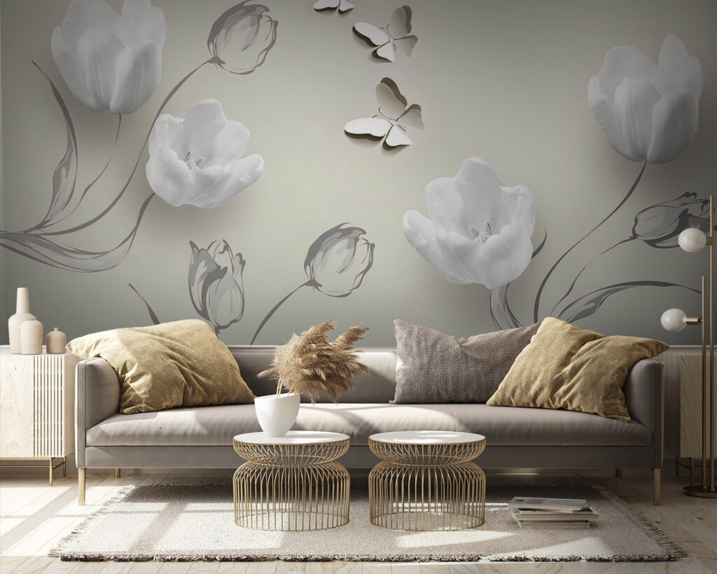 Tulipani bianchi e farfalle — ambiente 1