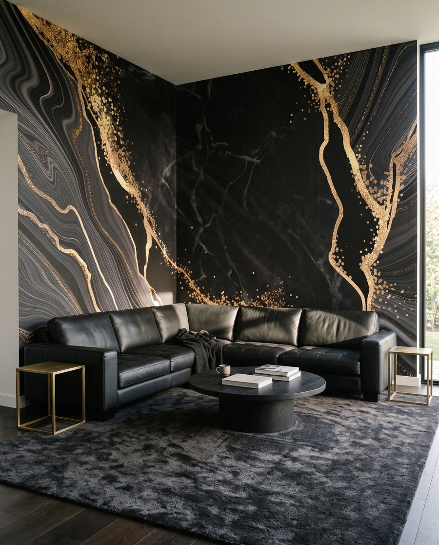 Fratture dorate su nero — ambiente 3