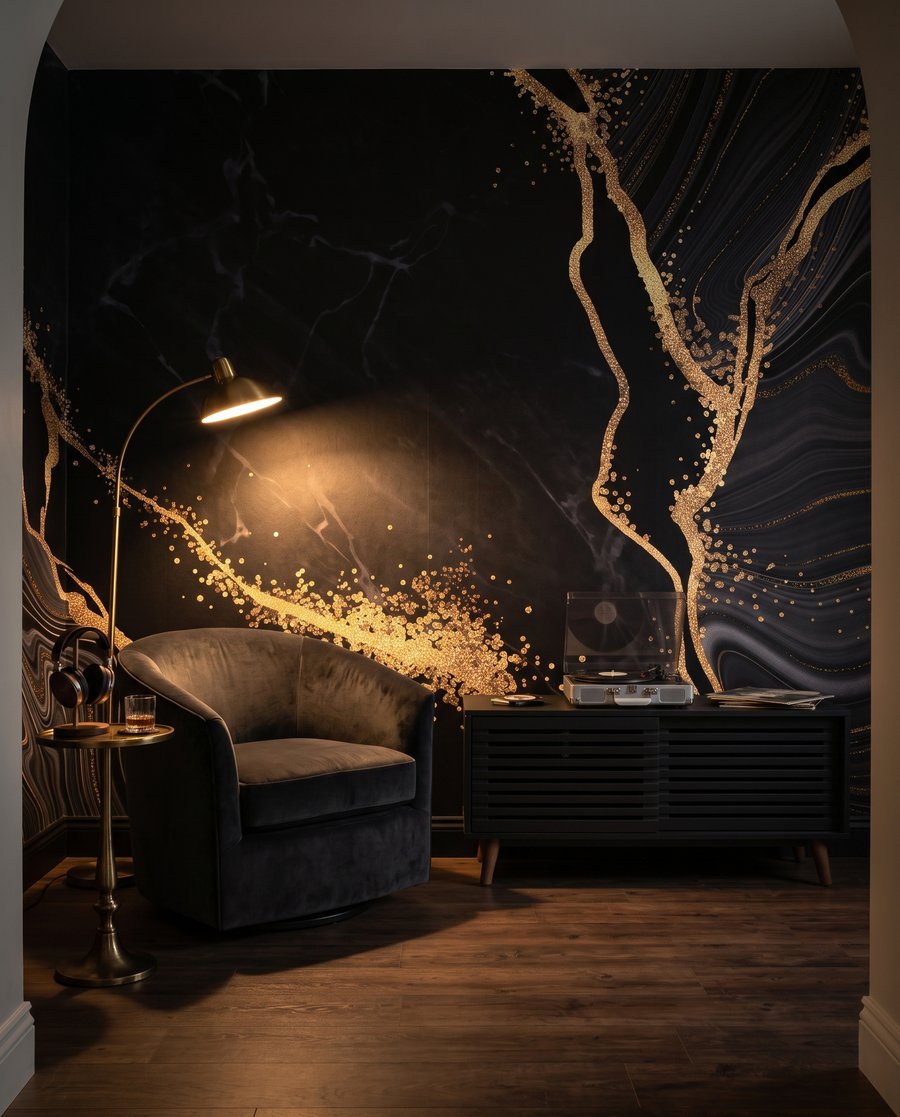 Fratture dorate su nero — ambiente 4