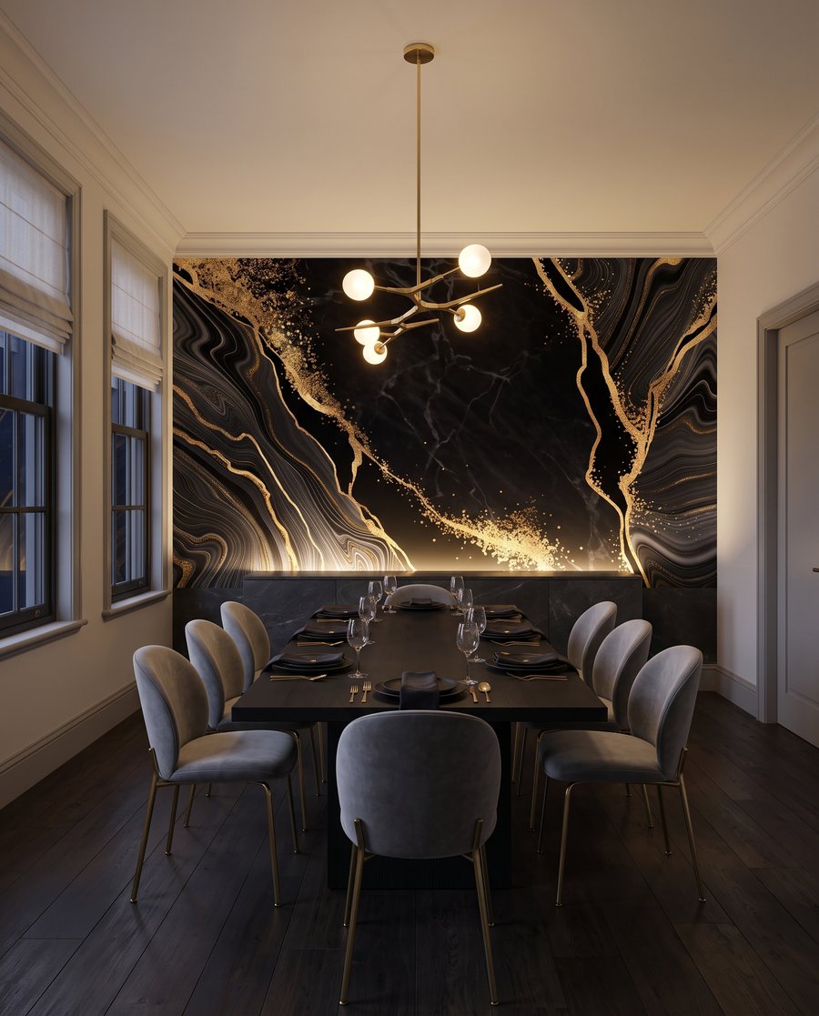 Fratture dorate su nero — ambiente 5