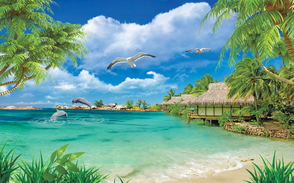 Baia tropicale azzurra — design completo