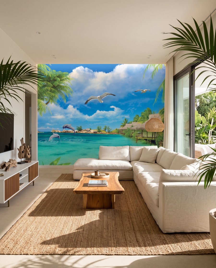 Baia tropicale azzurra in un ambiente