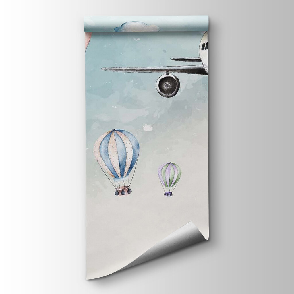 Aereo tra palloncini pastello — vista del prodotto