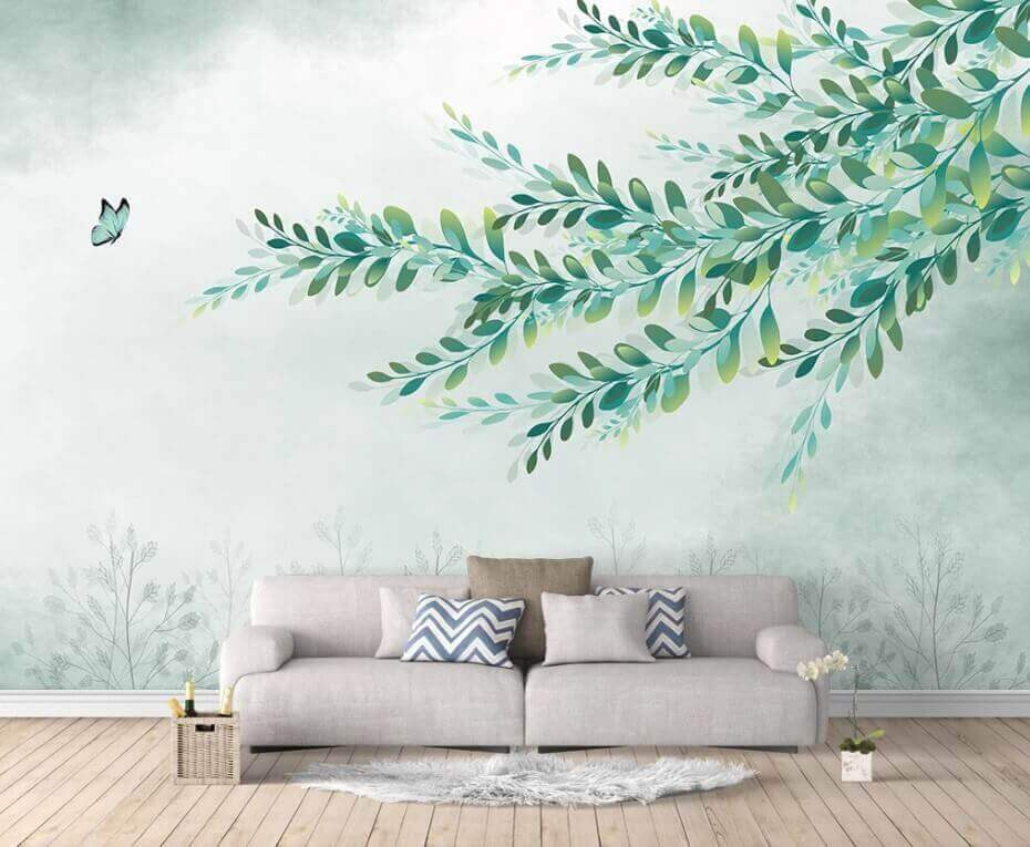 Fronde sopra prato azzurro — ambiente 1