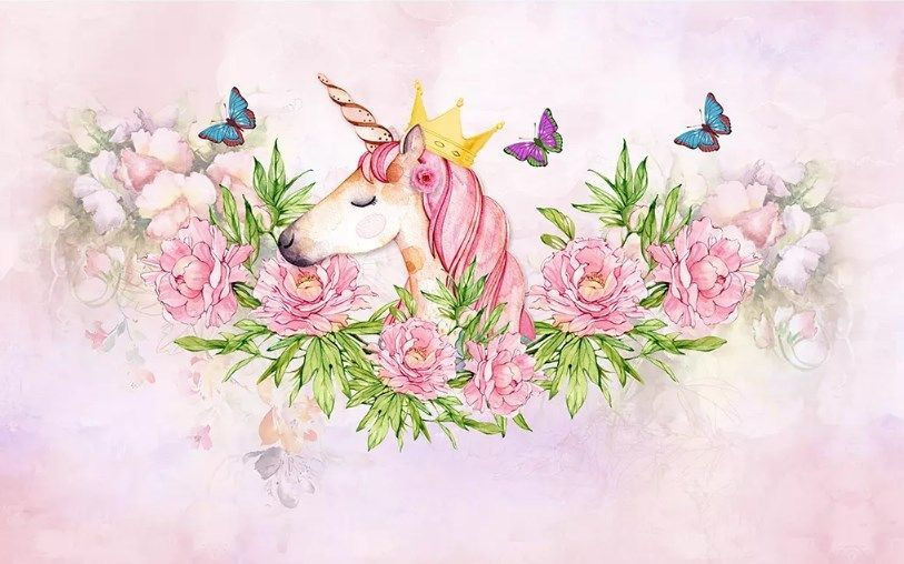 Unicorno tra rose rosa — design completo