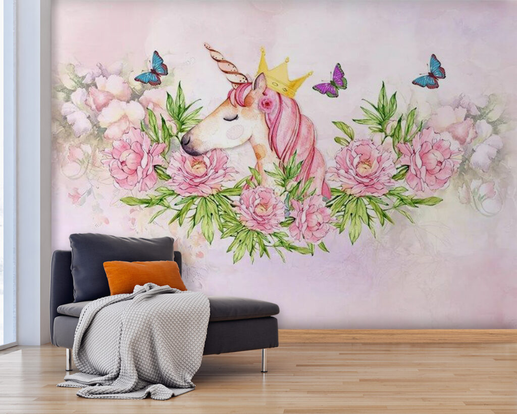 Unicorno tra rose rosa — ambiente 4