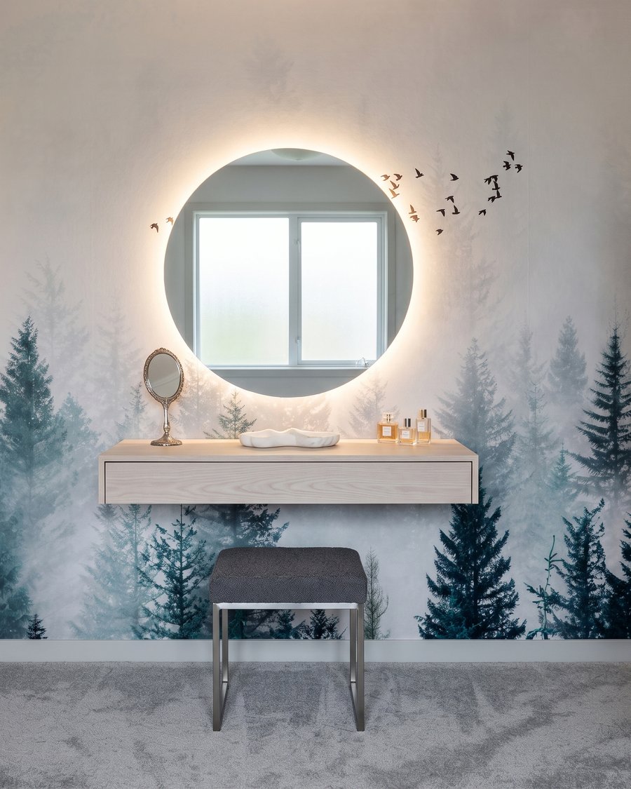 Uccelli sopra conifere — ambiente 3