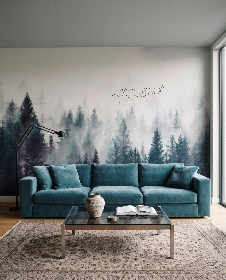 Uccelli sopra conifere — ambiente 4