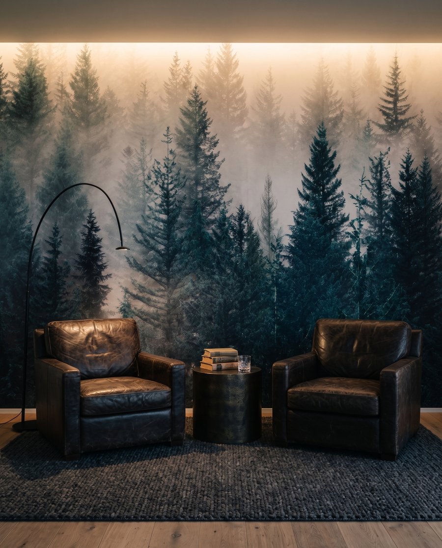 Uccelli sopra conifere — ambiente 5