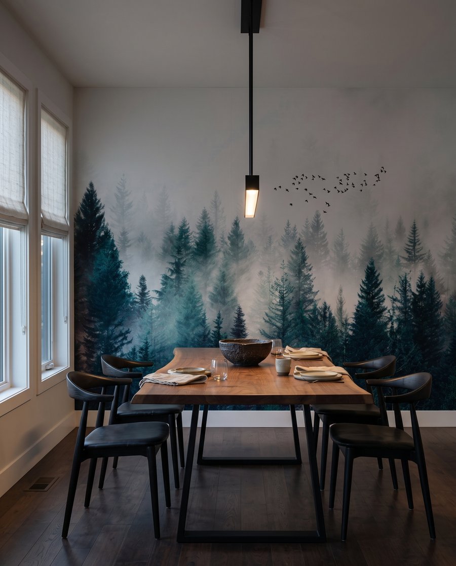 Uccelli sopra conifere — ambiente 6