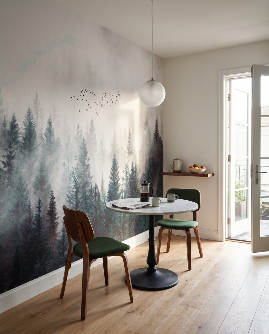 Uccelli sopra conifere — ambiente 7