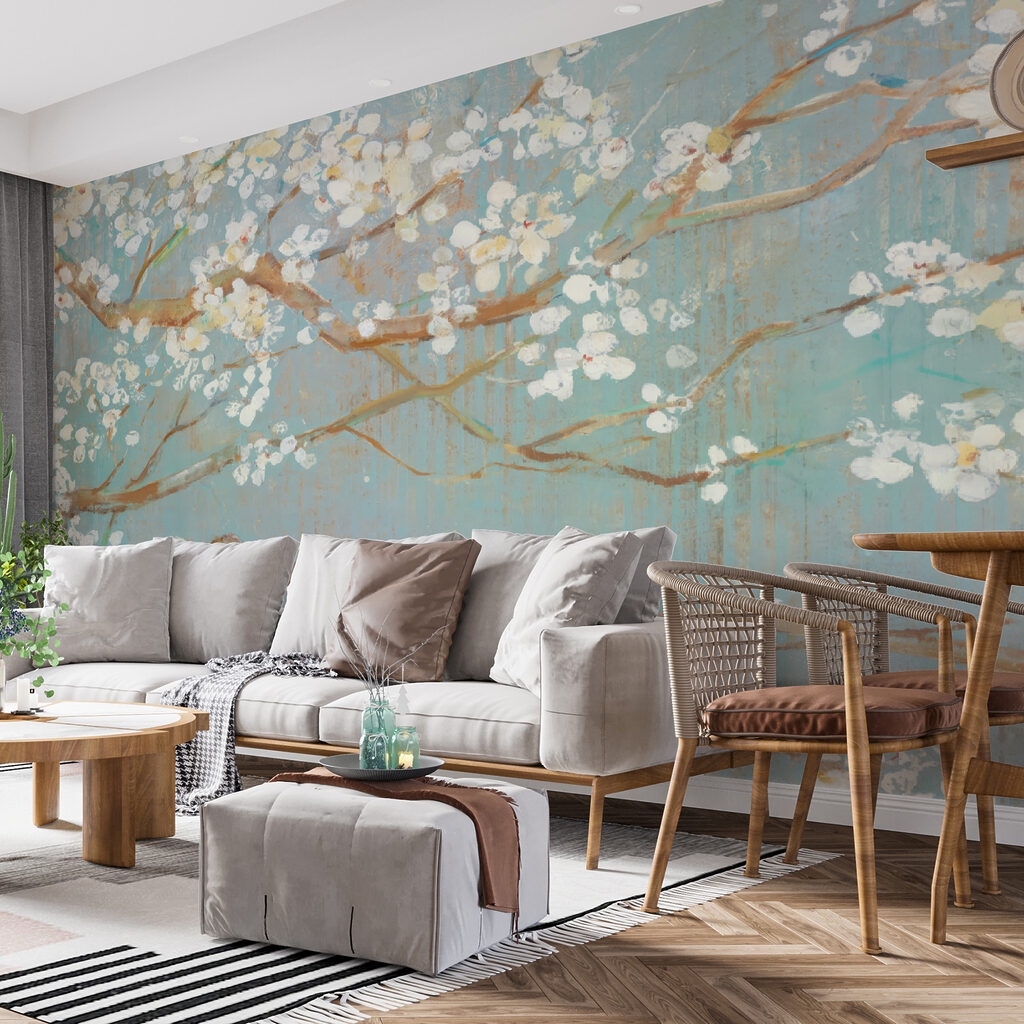 Fiori bianchi su turchese — ambiente 3